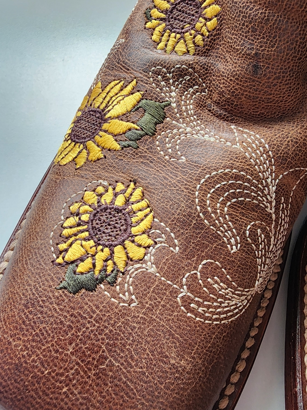 Shyanne Brown Leather Western Boots with Yellow Sunflower Embroidery - Picture 3 of 8